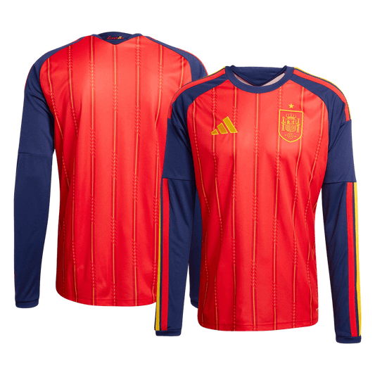 Męska Koszulka Domowa Spain 2026 z Długim Rękawem - World Cup