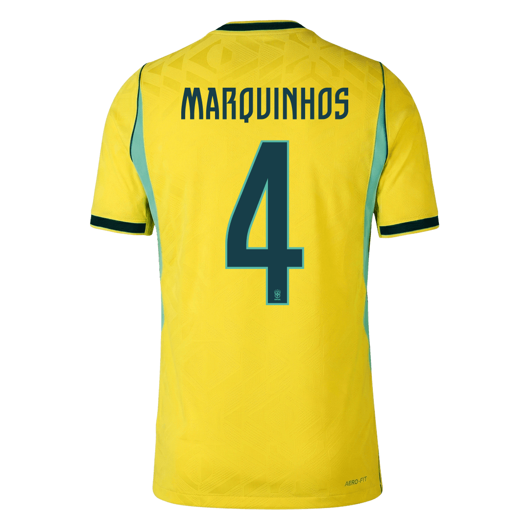 Męska koszulka Brazylii domowa MARQUINHOS #4 wersja zawodnicza - Mundial 2026