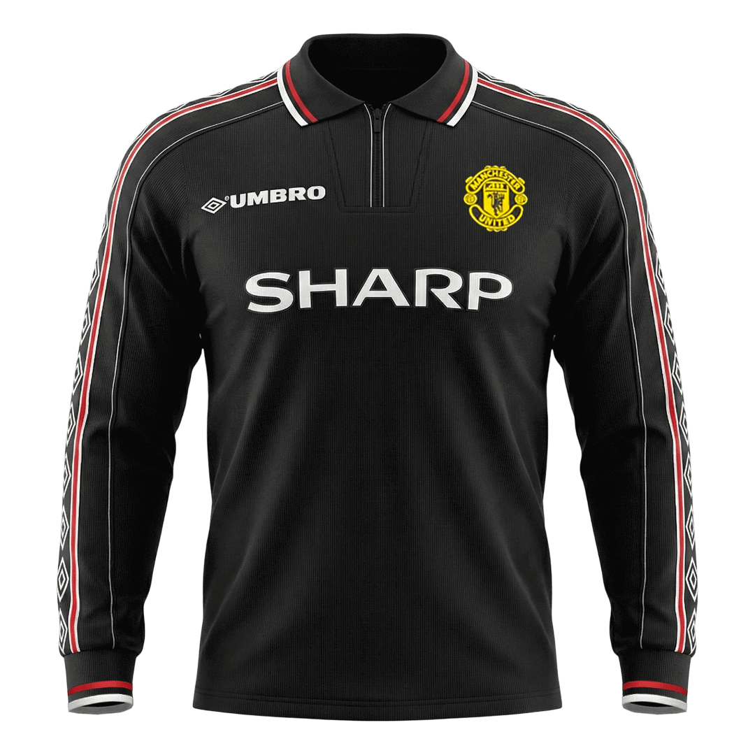 Męska Koszulka Retro Wyjazdowa Manchester United 1998 z Długim Rękawem