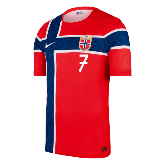 Męska koszulka Norwegii domowa SØRLOTH #7 wersja zawodnicza – Mundial 2026