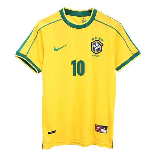 Męska Koszulka Retro Domowa Brazylia RIVALDO #10 1998 - World Cup - Topowe Koszulki Pilkarskie Sklep Internetowy