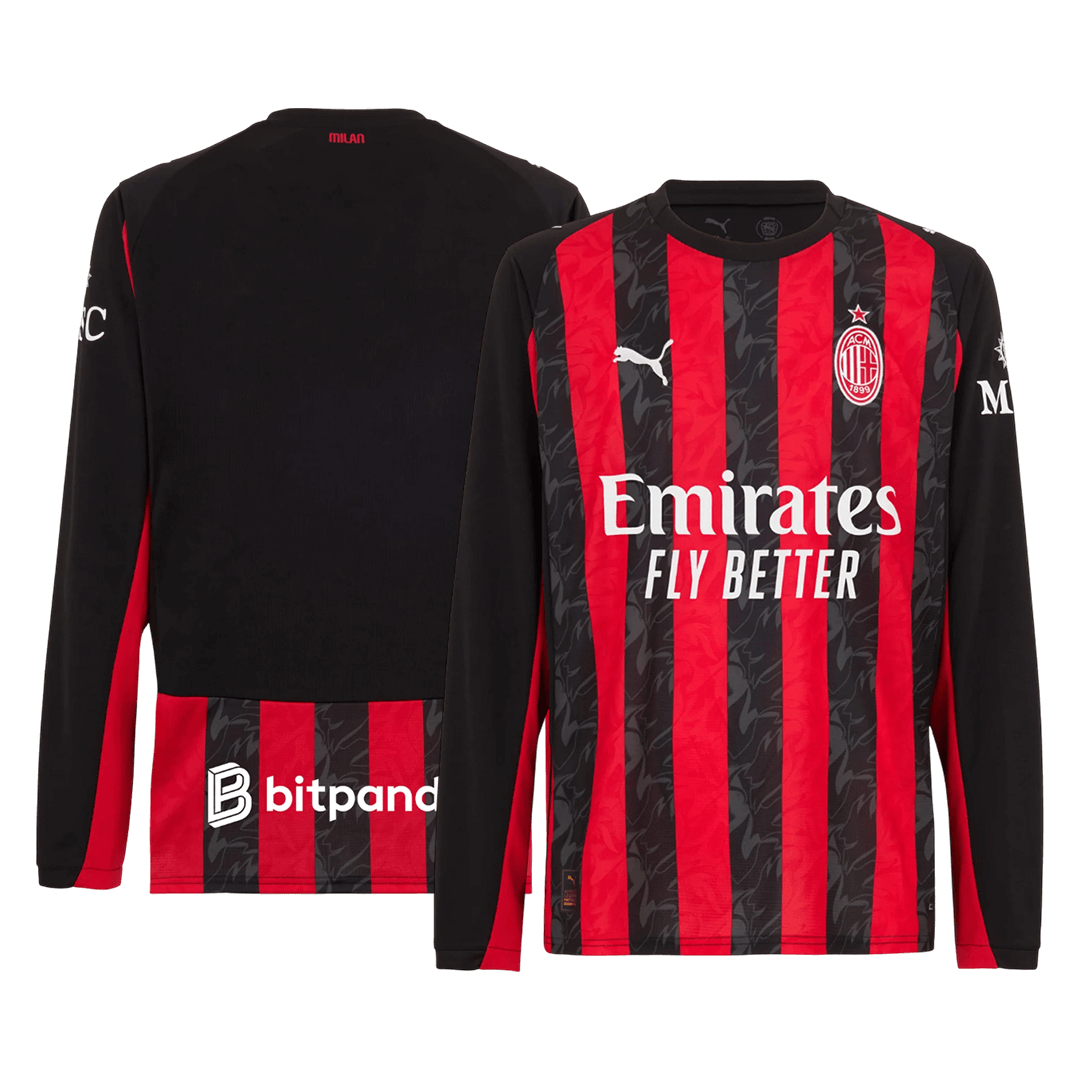 Męska Koszulka Domowa AC Milan 2025/26 z Długim Rękawem