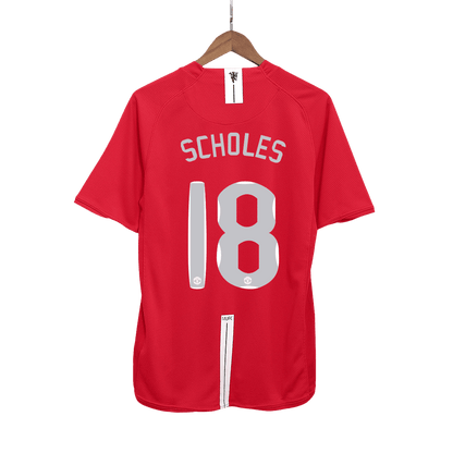 Retro SCHOLES #18 2007/08 Męska Koszulka Domowa MU - UCL Final - Topowe Koszulki Pilkarskie Sklep Internetowy