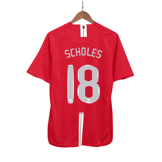 Retro SCHOLES #18 2007/08 Męska Koszulka Domowa MU - UCL Final - Topowe Koszulki Pilkarskie Sklep Internetowy