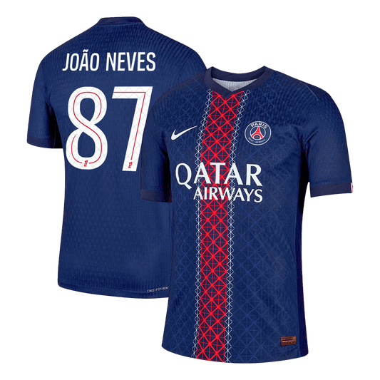 Męska Koszulka Domowa PSG JOÃO NEVES #87 Wersja Piłkarska 2025/26 - Slim Fit