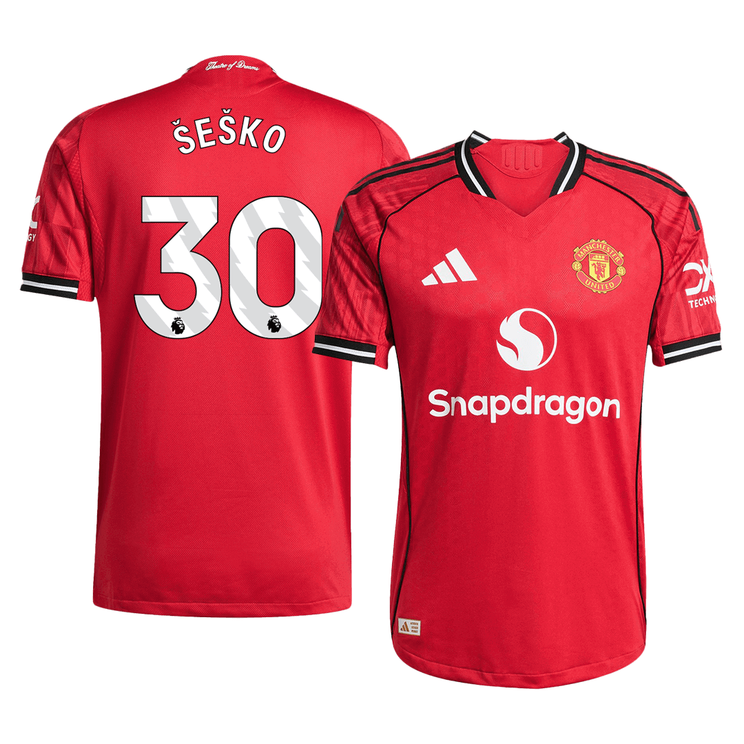 Męska Koszulka Domowa Manchester United ŠEŠKO #30 Wersja Piłkarska 2025/26 - Slim Fit
