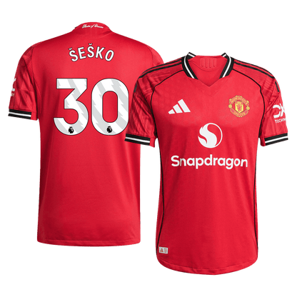 Męska Koszulka Domowa Manchester United ŠEŠKO #30 Wersja Piłkarska 2025/26 - Slim Fit