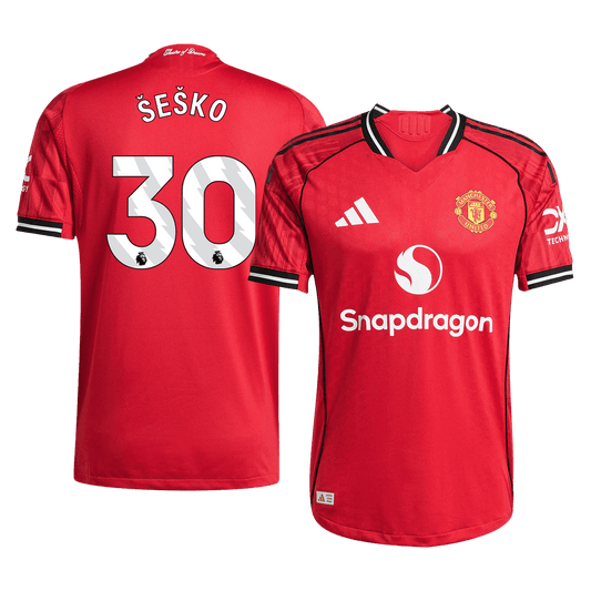 Męska Koszulka Domowa Manchester United ŠEŠKO #30 Wersja Piłkarska 2025/26 - Slim Fit