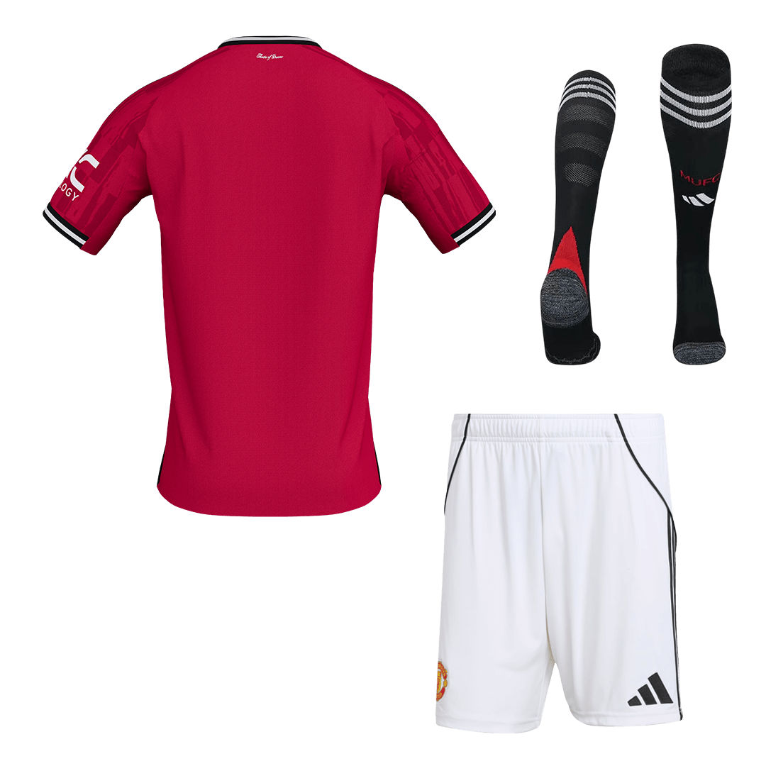 Męski Zestaw Domowa Manchester United (Koszulka + Spodenki + Skarpety) 2025/26 [PREMIUM]