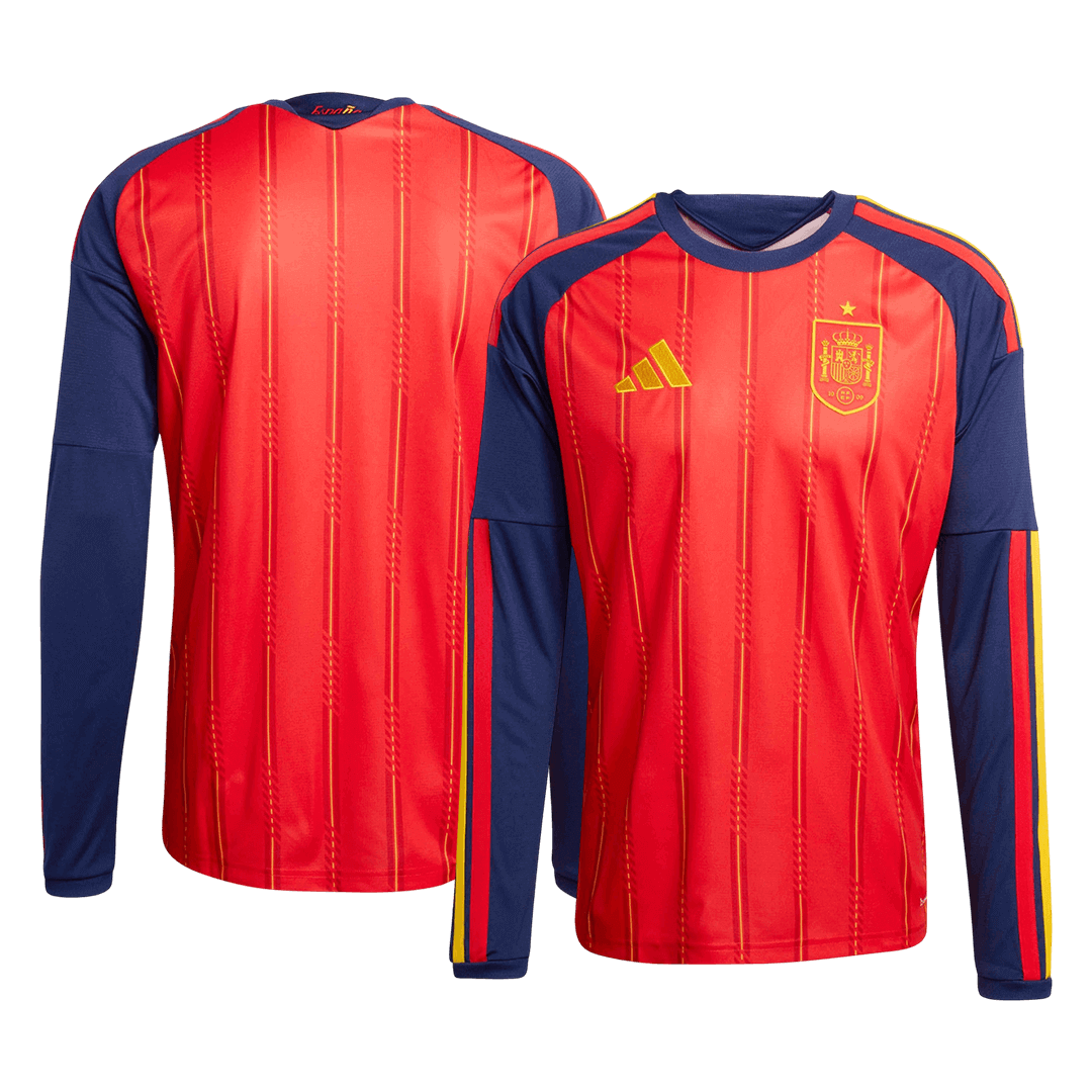Męska Koszulka Domowa Spain 2026 z Długim Rękawem - World Cup