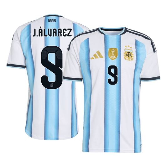 Męska Koszulka Domowa Argentina J.ÁLVAREZ #9 Wersja Piłkarska World Cup 2026 - Slim Fit