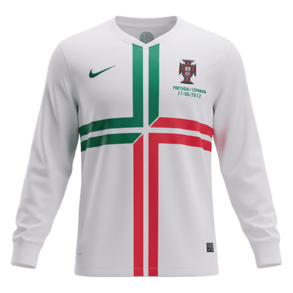 Męska Koszulka Retro Wyjazdowa Portugal 2012 z Długim Rękawem