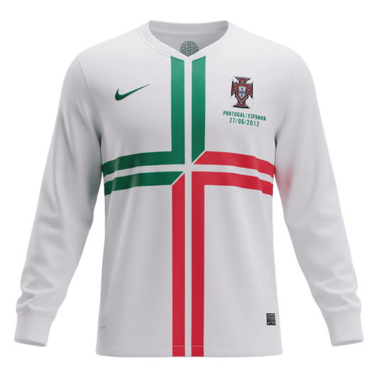 Męska Koszulka Retro Wyjazdowa Portugal 2012 z Długim Rękawem