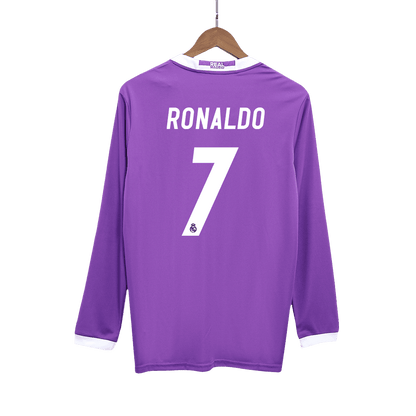 Męska Koszulka Retro Wyjazdowa Real Madrid RONALDO #7 2016/17 z Długim Rękawem - Topowe Koszulki Pilkarskie Sklep Internetowy