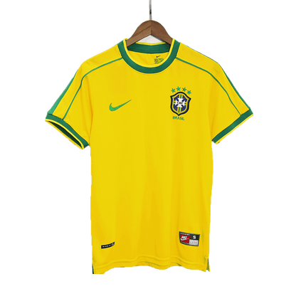 Męska Koszulka Retro Domowa Brazil 1998 - Topowe Koszulki Pilkarskie Sklep Internetowy