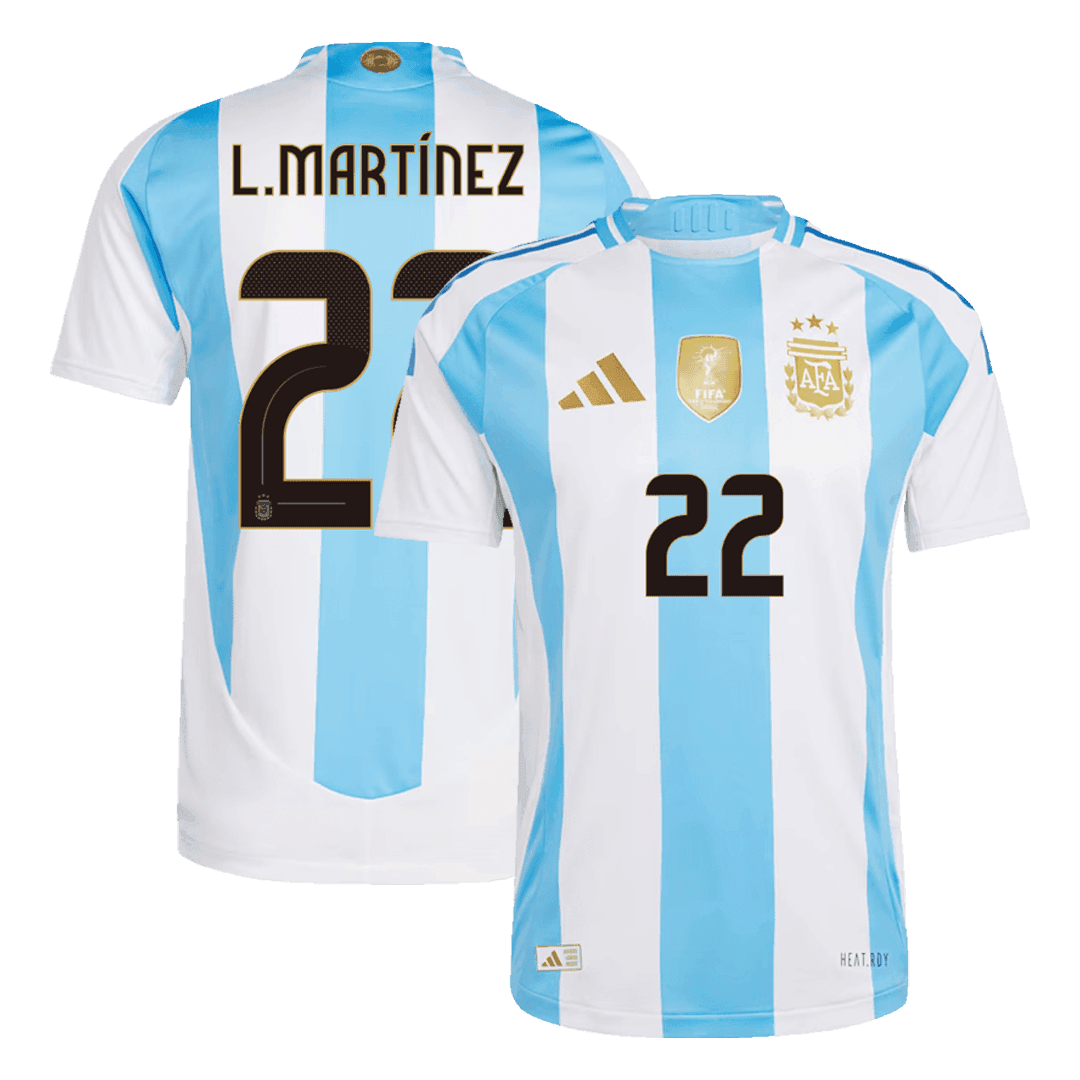 Męska Koszulka Domowa Argentyna L.MARTÍNEZ #22 Wersja Piłkarska 2024 - Slim Fit - Topowe Koszulki Pilkarskie Sklep Internetowy