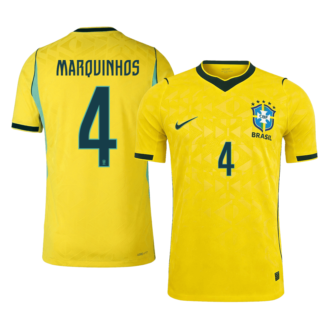 Męska koszulka Brazylii domowa MARQUINHOS #4 wersja zawodnicza - Mundial 2026