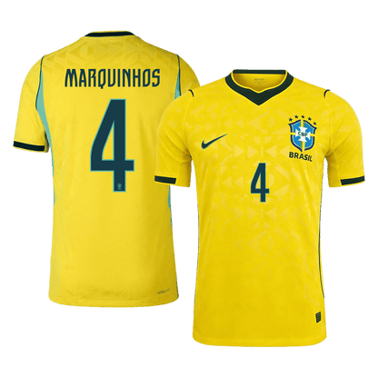 Męska koszulka Brazylii domowa MARQUINHOS #4 wersja zawodnicza - Mundial 2026
