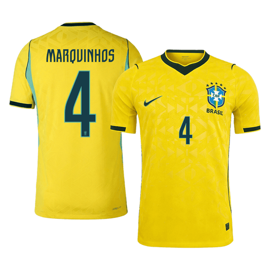 Męska koszulka Brazylii domowa MARQUINHOS #4 wersja zawodnicza - Mundial 2026