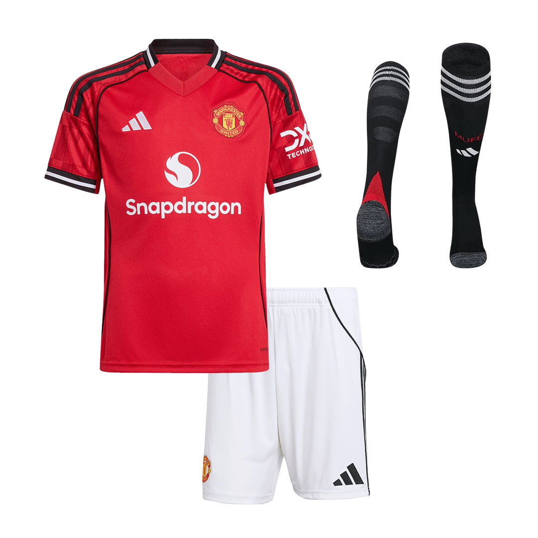 Dziecięcy Zestaw Domowa Man Utd (Koszulka + Spodenki + Skarpety) 2025/26