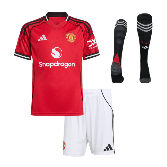 Dziecięcy Zestaw Domowa Man Utd (Koszulka + Spodenki + Skarpety) 2025/26