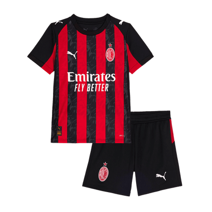Dziecięcy Zestaw Domowy AC Milan (Koszulka+Spodenki) 2025/26 - Topowe Koszulki Pilkarskie Sklep Internetowy