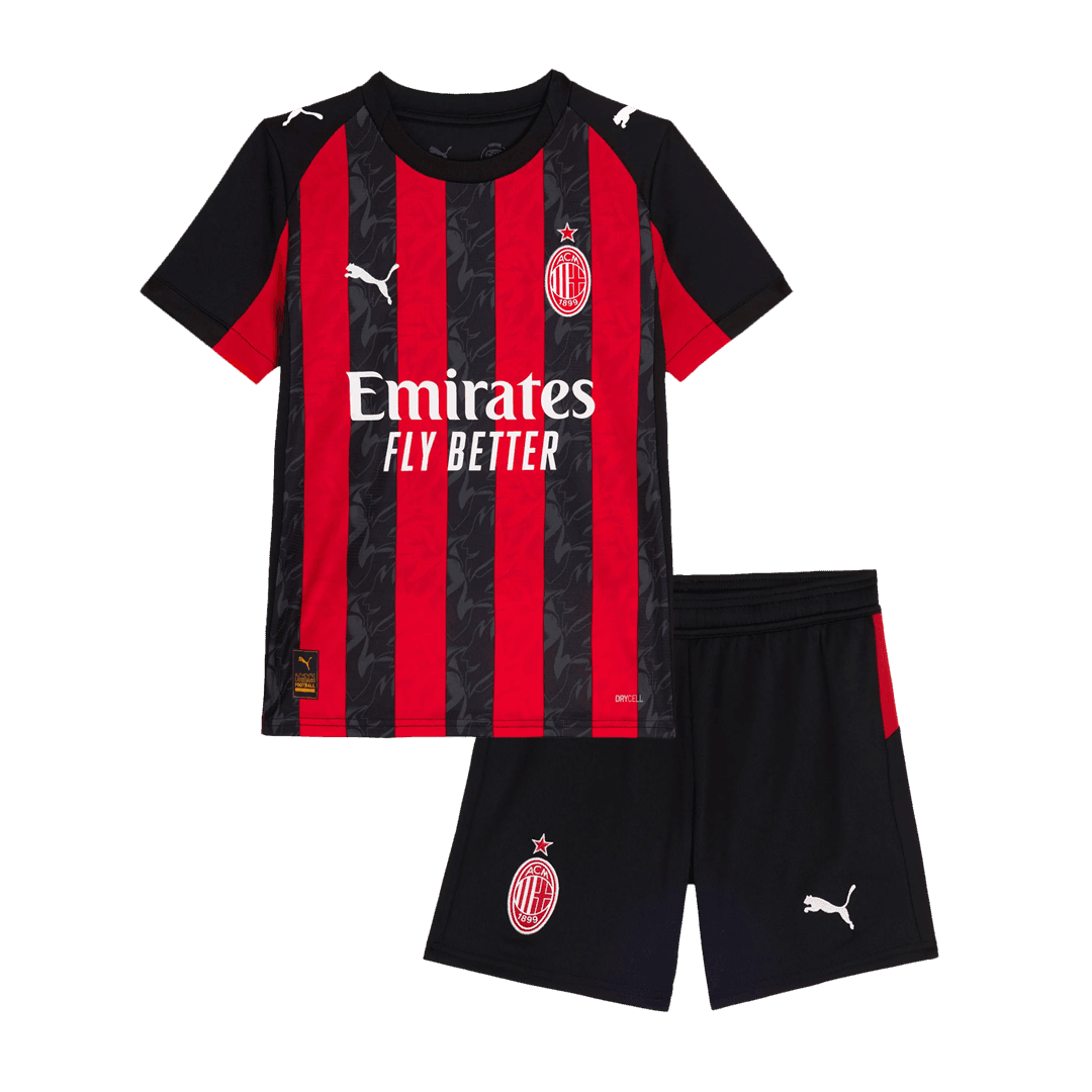 Dziecięcy Zestaw Domowy AC Milan (Koszulka+Spodenki) 2025/26 - Topowe Koszulki Pilkarskie Sklep Internetowy