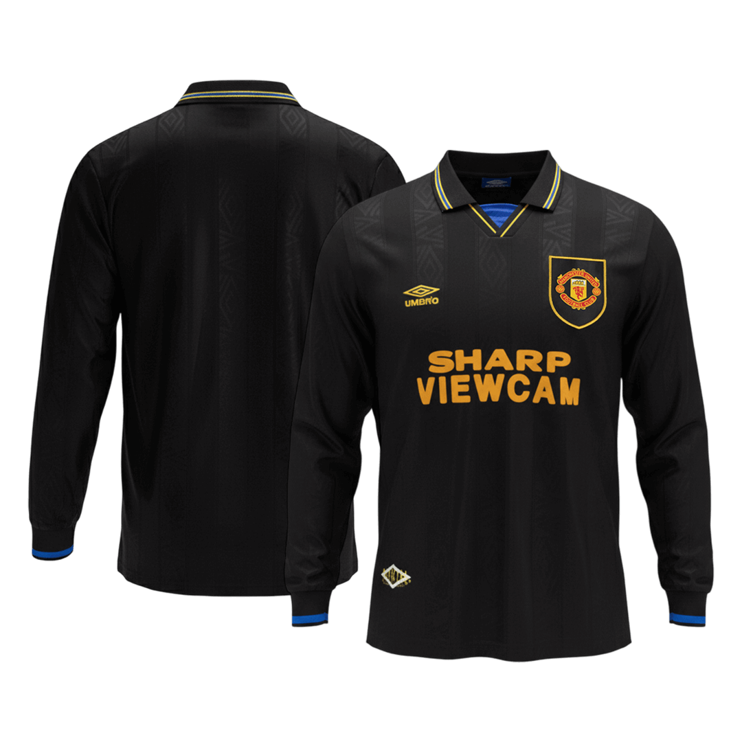 Męska Koszulka Retro Wyjazdowa Manchester United 1993/94 z Długim Rękawem