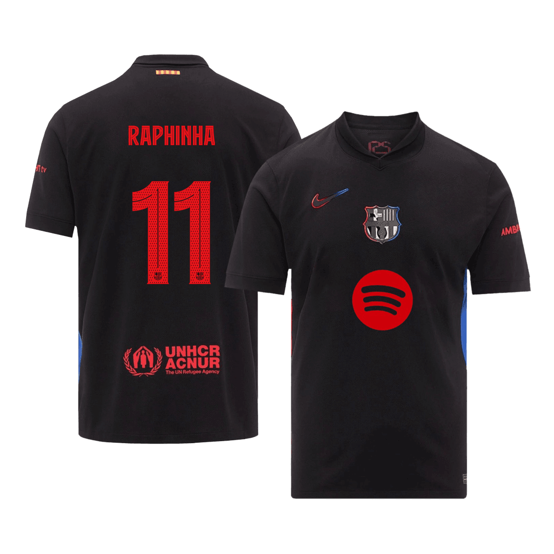 Męska Koszulka Wyjazdowa FC Barcelona RAPHINHA #11 2024/25 - UCL (Spotify Logo Without Text) - Topowe Koszulki Pilkarskie Sklep Internetowy