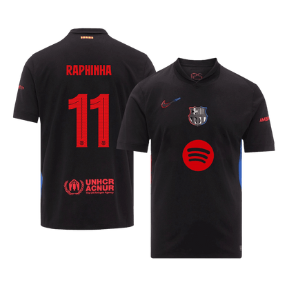 Męska Koszulka Wyjazdowa FC Barcelona RAPHINHA #11 2024/25 - UCL (Spotify Logo Without Text) - Topowe Koszulki Pilkarskie Sklep Internetowy