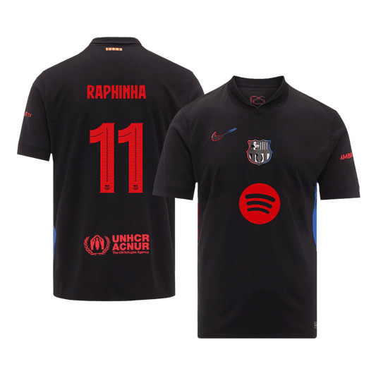 Męska Koszulka Wyjazdowa FC Barcelona RAPHINHA #11 2024/25 - UCL (Spotify Logo Without Text) - Topowe Koszulki Pilkarskie Sklep Internetowy