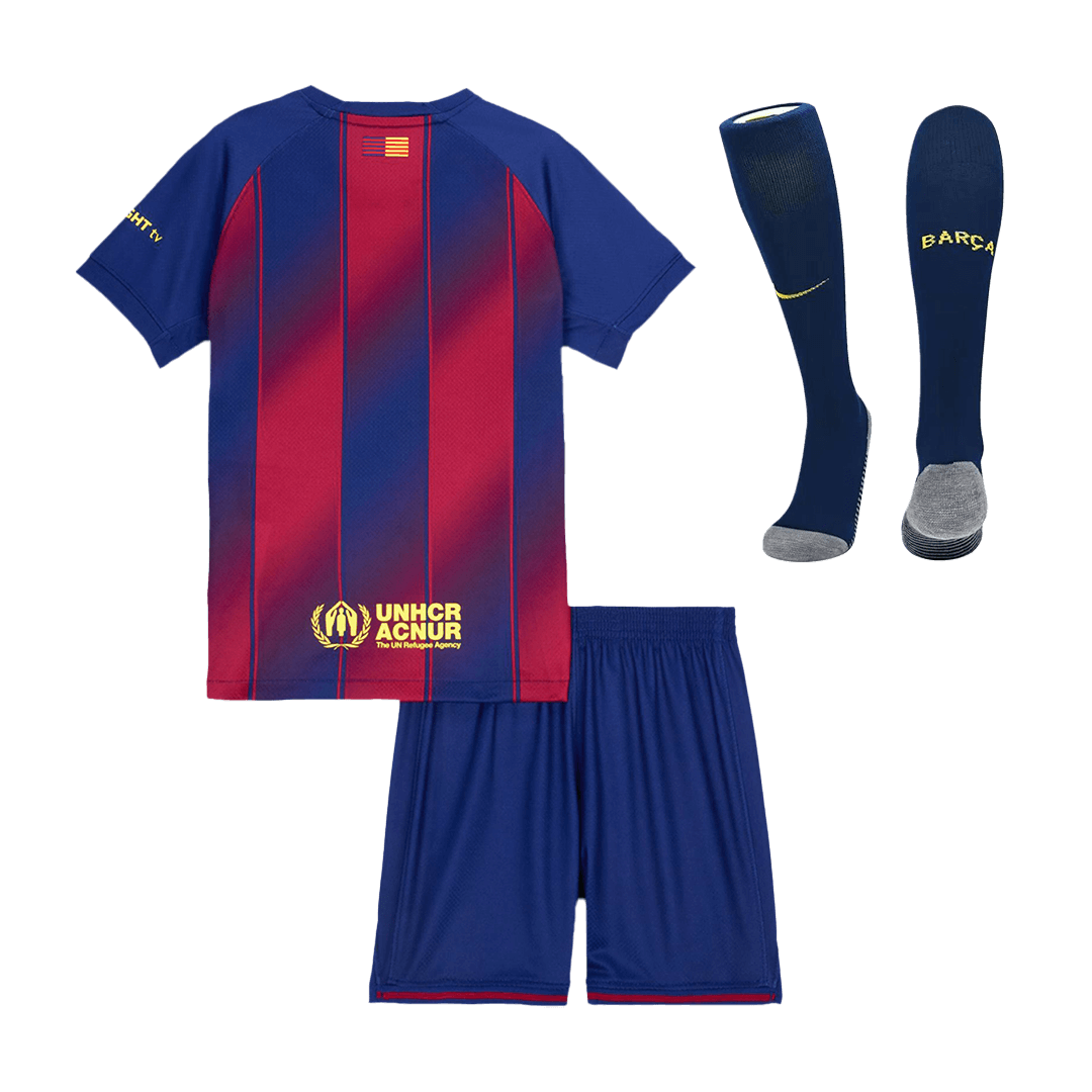 Dziecięcy Zestaw Domowa Barcelona (Koszulka + Spodenki + Skarpety) 2025/26 [PREMIUM]