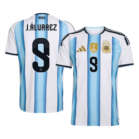 Męska Koszulka Domowa Argentina J.ÁLVAREZ #9 World Cup 2026