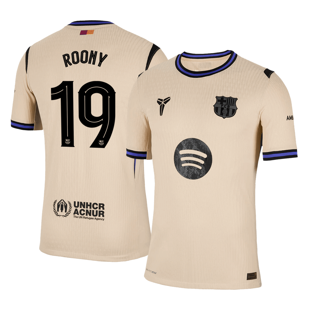 Męska Koszulka Wyjazdowa Barcelona ROONY #19 Wersja Piłkarska 2025/26 - UCL - Slim Fit