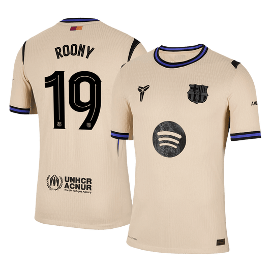 Męska Koszulka Wyjazdowa Barcelona ROONY #19 Wersja Piłkarska 2025/26 - UCL - Slim Fit