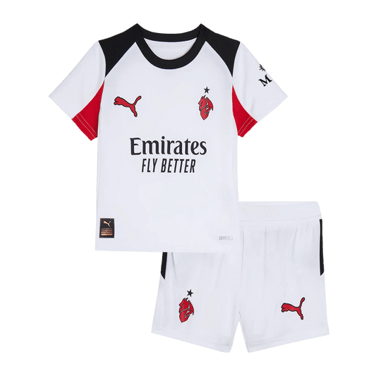 Dziecięcy Zestaw Wyjazdowa AC Milan (Koszulka+Spodenki) 2025/26 - Topowe Koszulki Pilkarskie Sklep Internetowy