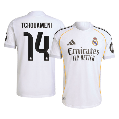 Męska Koszulka Domowa Real Madrid TCHOUAMENI #14 Wersja Piłkarska 2025/26 - Slim Fit - Topowe Koszulki Pilkarskie Sklep Internetowy