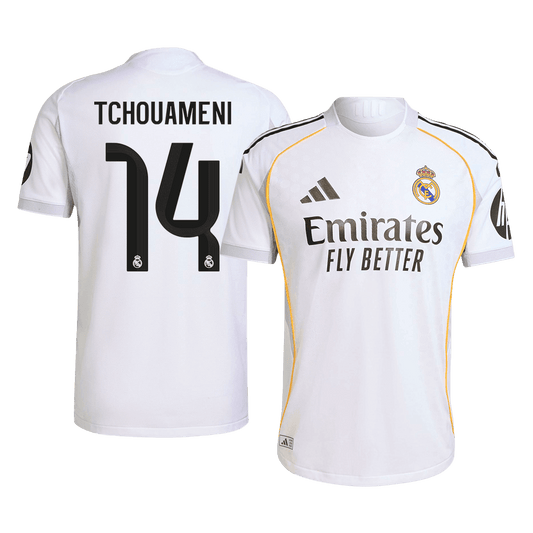 Męska Koszulka Domowa Real Madrid TCHOUAMENI #14 Wersja Piłkarska 2025/26 - Slim Fit - Topowe Koszulki Pilkarskie Sklep Internetowy