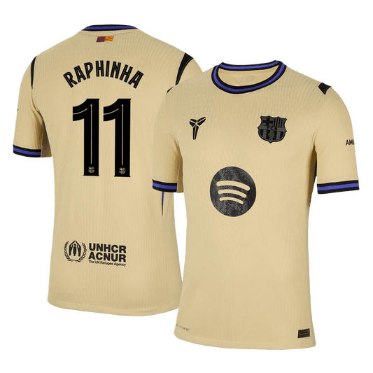 Męska Koszulka Wyjazdowa FC Barcelona RAPHINHA #11 Wersja Piłkarska 2025/26 - UCL - Slim Fit - Topowe Koszulki Pilkarskie Sklep Internetowy