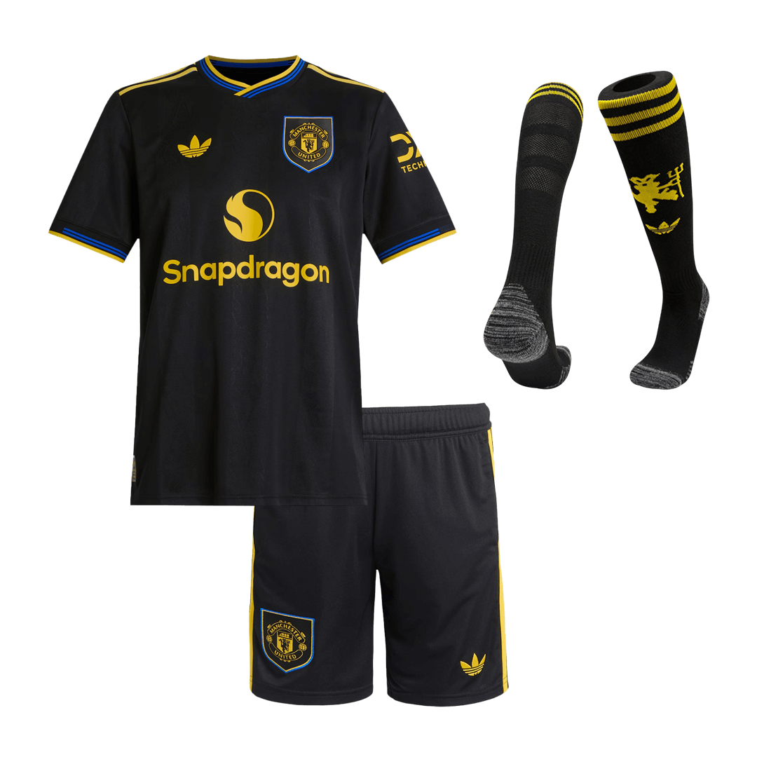 Dziecięcy Zestaw Trzecia Wyjazdowa Manchester United (Koszulka + Spodenki + Skarpety) 2025/26