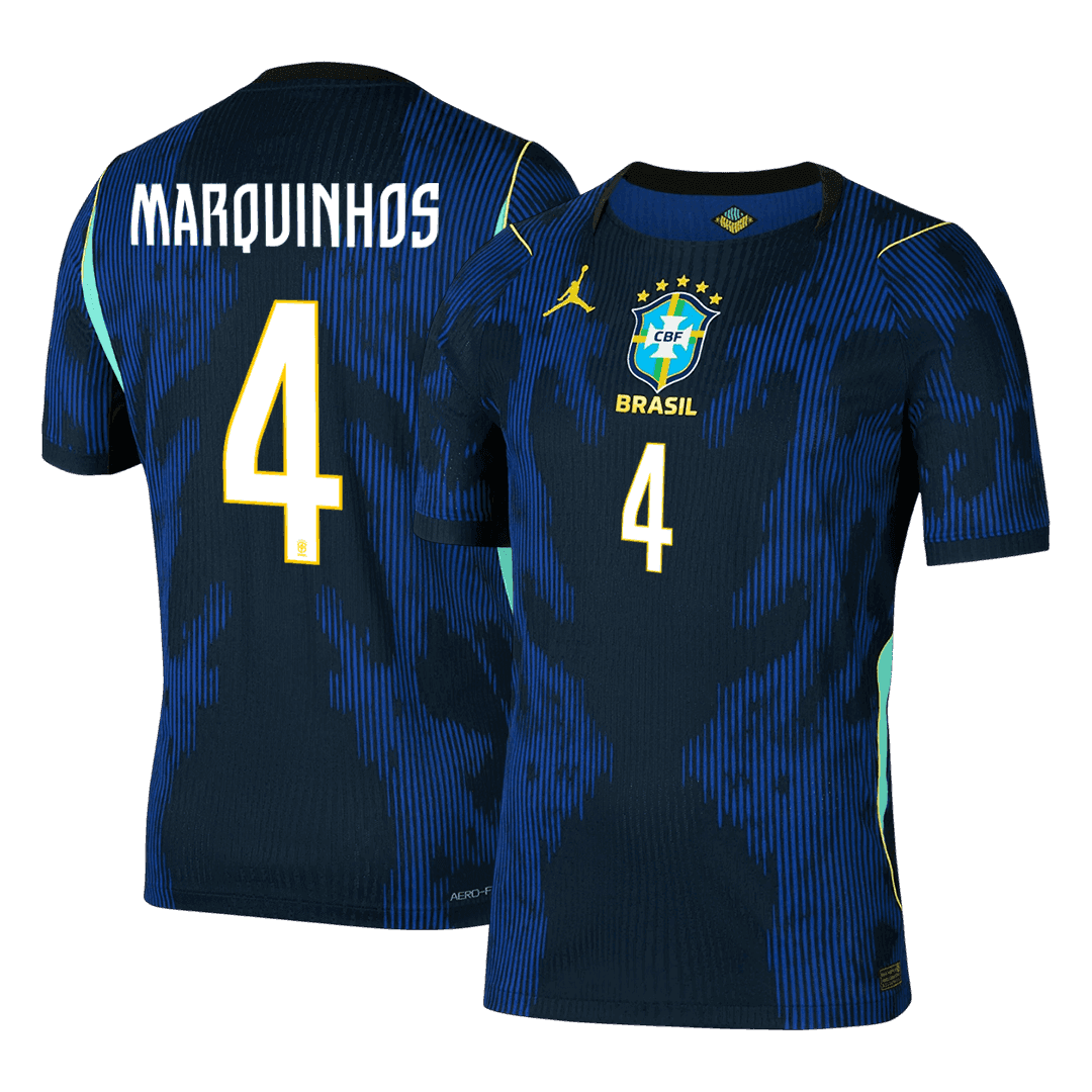 Męska koszulka Brazylii wyjazdowa MARQUINHOS #4 wersja zawodnicza - Mundial 2026
