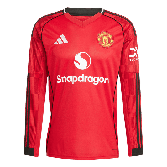 Męska Koszulka Domowa Manchester United Długi Rękaw 2025/26 - Topowe Koszulki Pilkarskie Sklep Internetowy