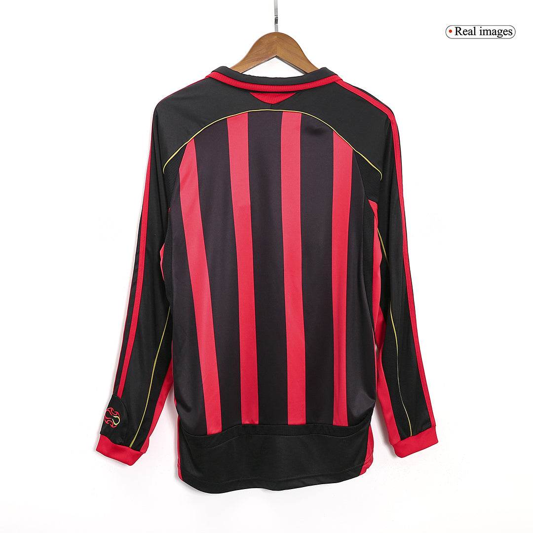 Męska Koszulka Retro Domowa AC Milan 2006/07 z Długim Rękawem - Topowe Koszulki Pilkarskie Sklep Internetowy