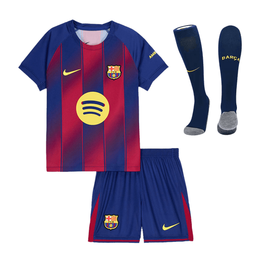 Dziecięcy Zestaw Domowa Barcelona (Koszulka + Spodenki + Skarpety) 2025/26 [PREMIUM]