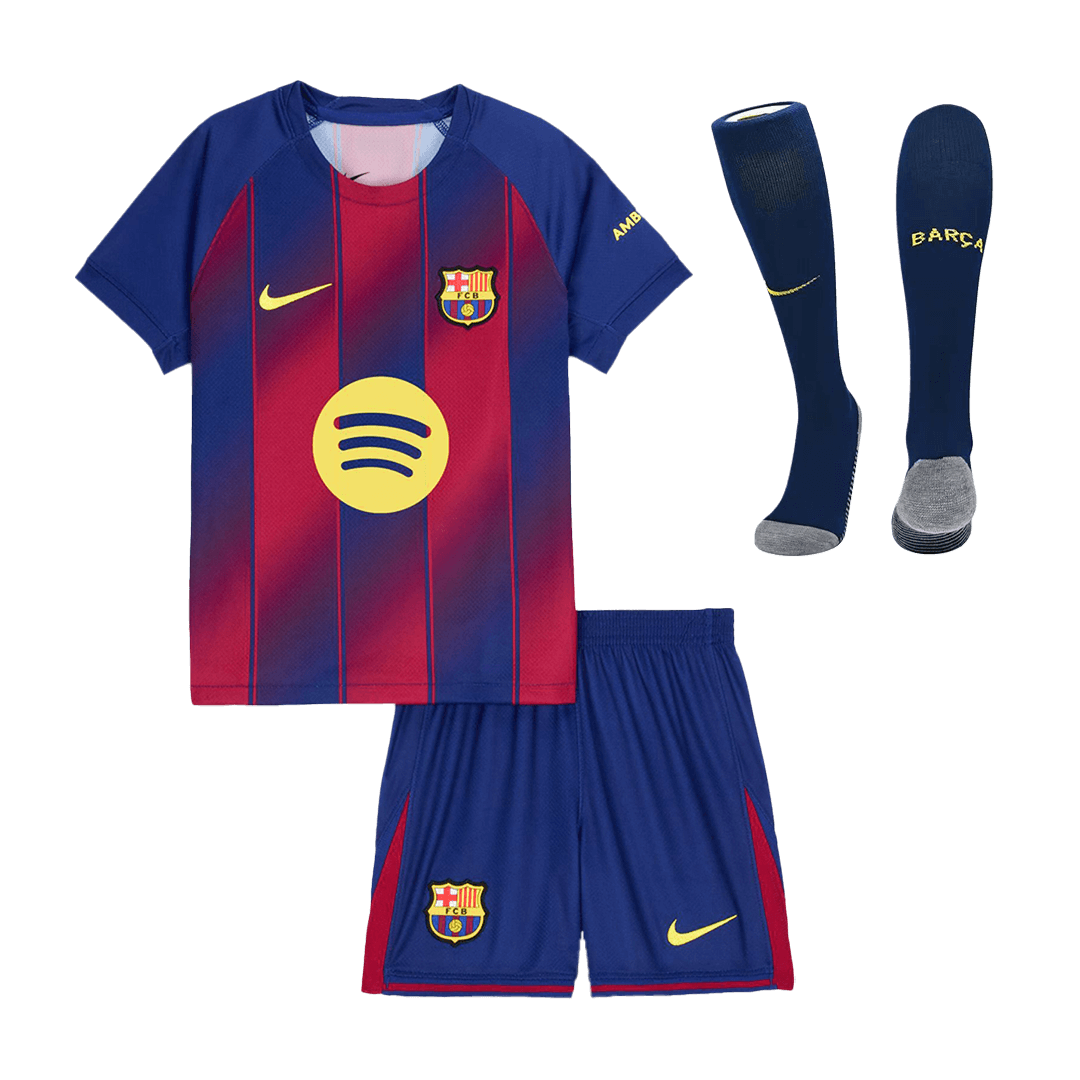 Dziecięcy Zestaw Domowa Barcelona (Koszulka + Spodenki + Skarpety) 2025/26 [PREMIUM]