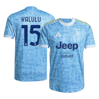 Męska Koszulka Wyjazdowa Juventus KALULU #15 Wersja Piłkarska 2025/26 - Slim Fit - Topowe Koszulki Pilkarskie Sklep Internetowy