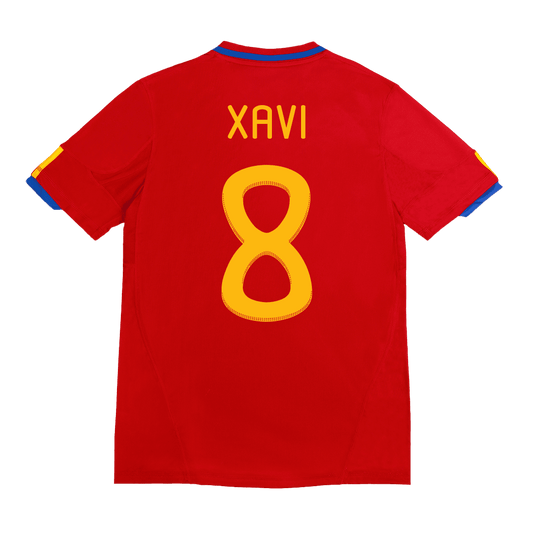 Męska Koszulka Retro Domowa Spain World Cup XAVI #8 2010 - Topowe Koszulki Pilkarskie Sklep Internetowy