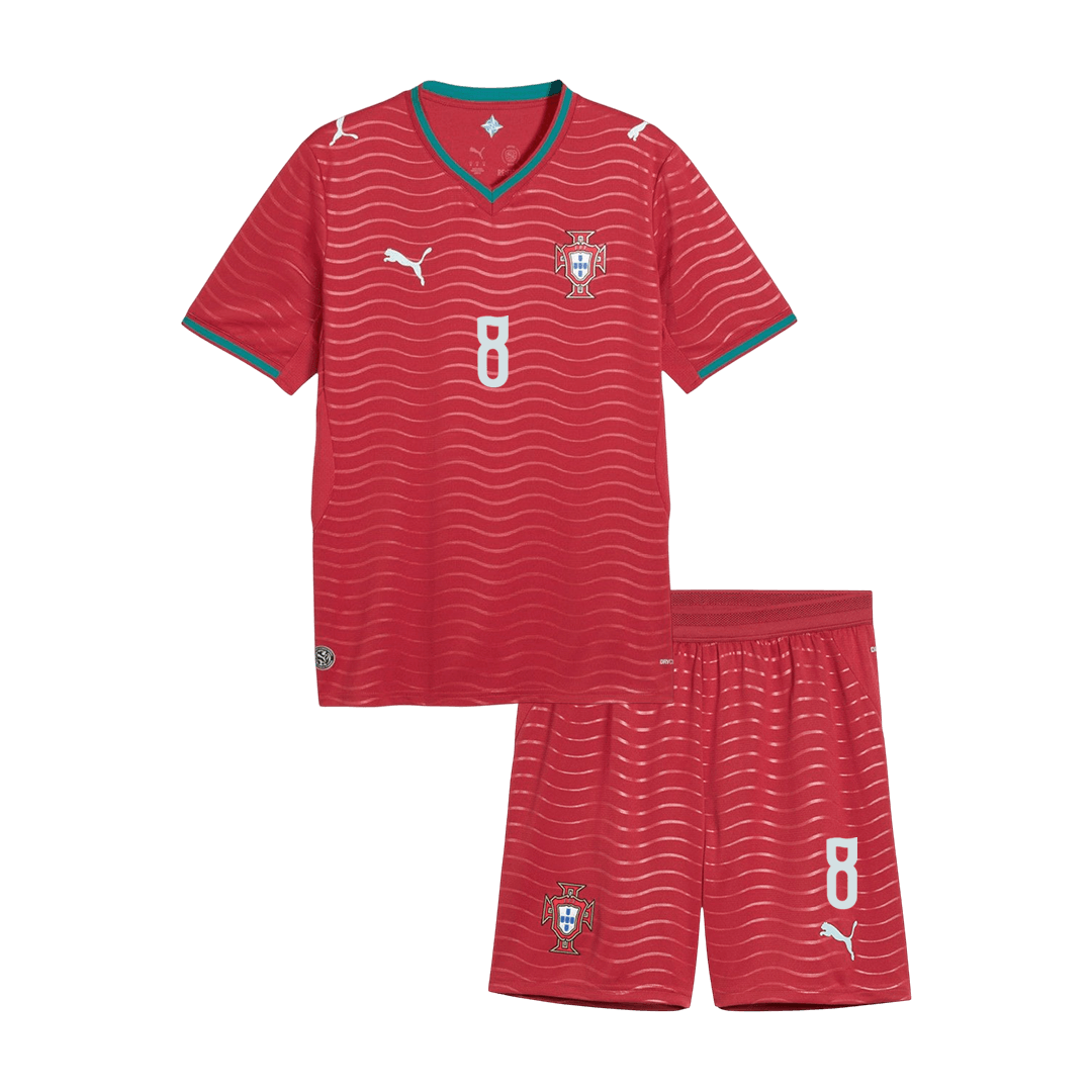 Dziecięcy zestaw Portugalii domowa B. FERNANDES #8 (Koszulka+Spodenki) - Mundial 2026 [PREMIUM]
