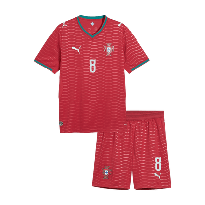Dziecięcy zestaw Portugalii domowa B. FERNANDES #8 (Koszulka+Spodenki) - Mundial 2026 [PREMIUM]