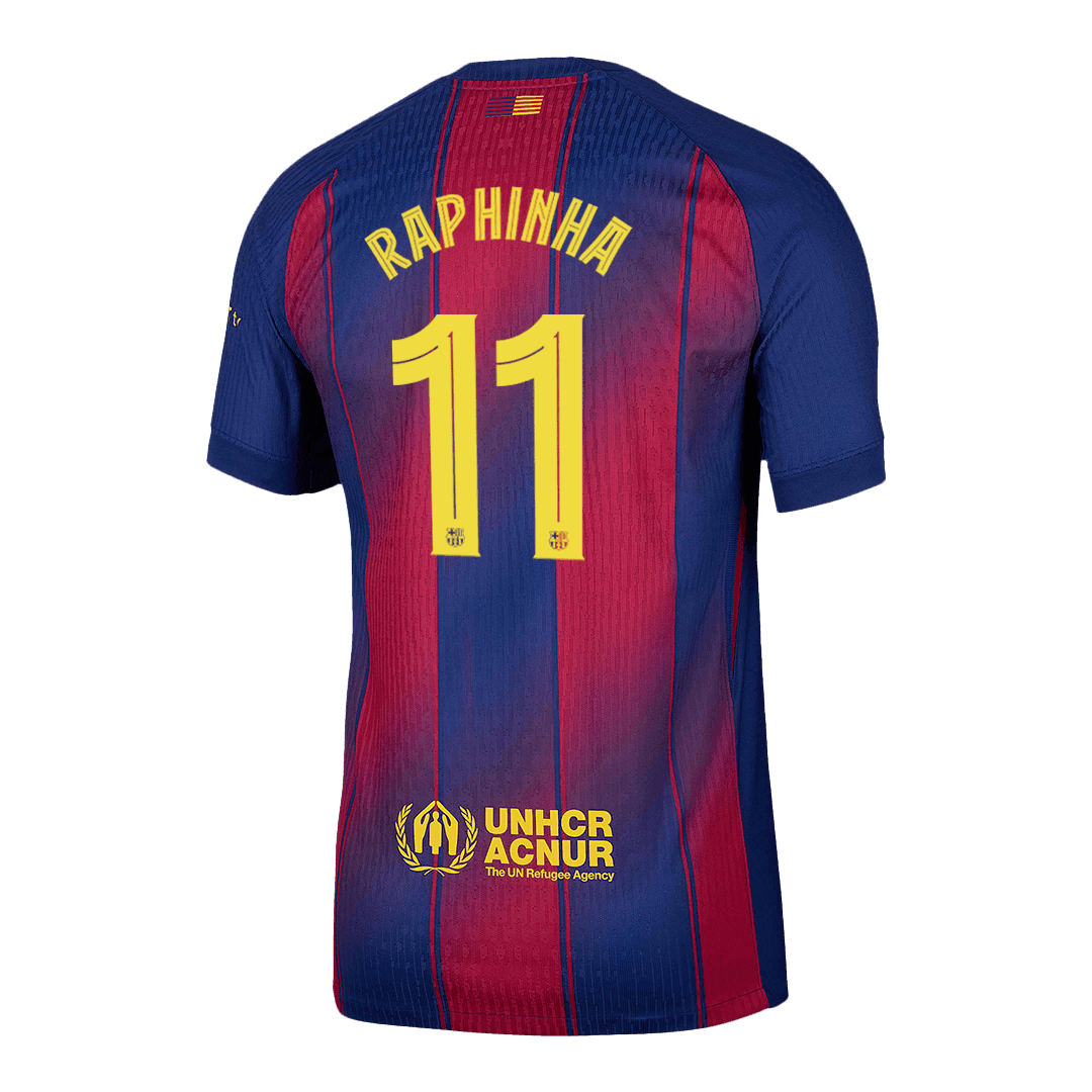 Męska Koszulka Domowa Barcelona RAPHINHA #11 Wersja Piłkarska 2025/26 - UCL - Slim Fit - Topowe Koszulki Pilkarskie Sklep Internetowy